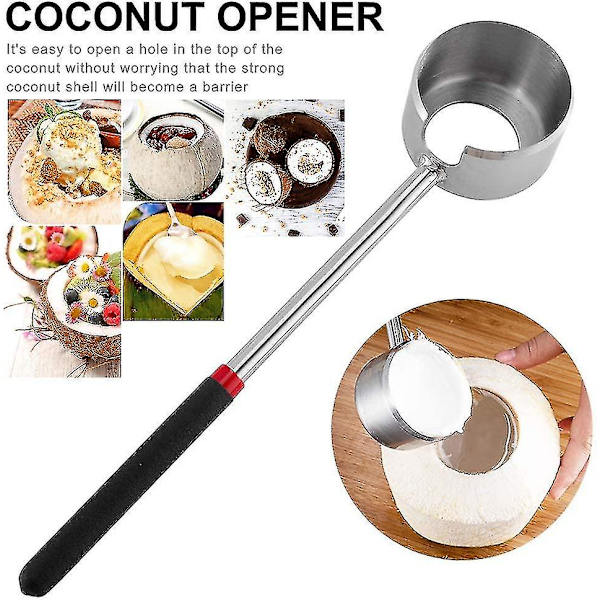 Kokosnødåbner, Rustfrit Stål Kokosnødsskålsåbner, Fødevaresikker Flaskeåbner