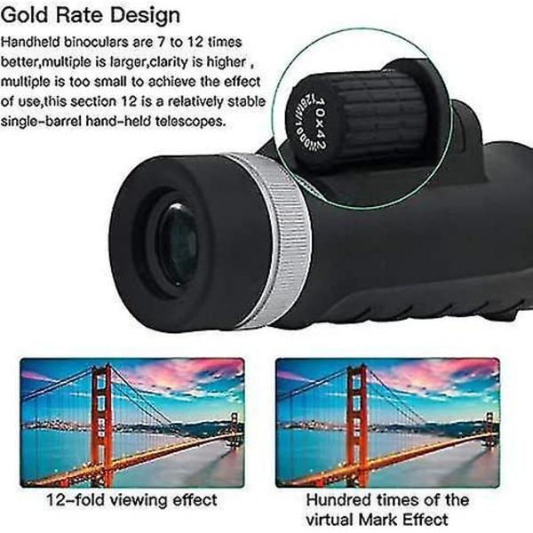 Monokular Teleskop 12x42 HD Smartphone Holder Bak4 Prisma