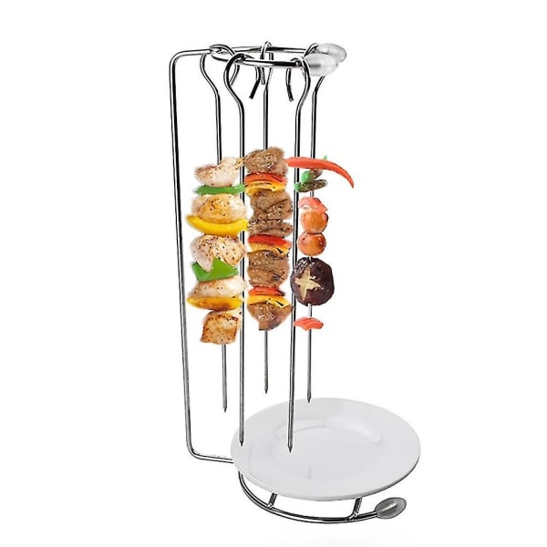 Rustfrit Stål Grillspyd Med Stativ Grillnåle Og Holder Sæt Genanvendelige Grillværktøjer