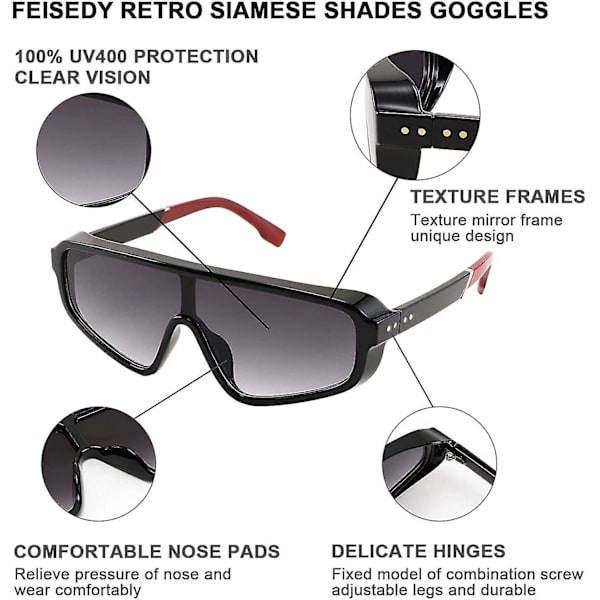 Retro En-delte Aviator Firkantede Solbriller Sport Siamese Shades Briller For Menn Kvinner B2722