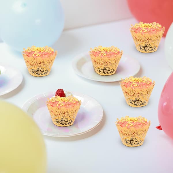 100 st muffinsformar tårtkoppar ihålig blomdesign papper dekorativ