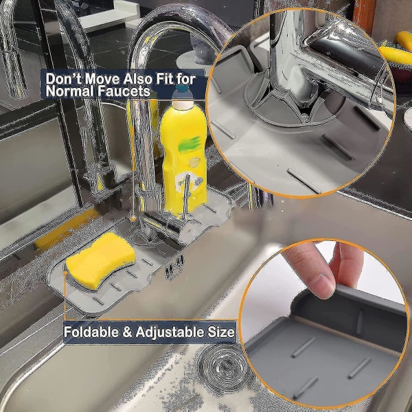 Silikon Armaturmatte For Kjøkkenvask, Kjøkken Armatur sprutbeskyttelse Med avløpstut