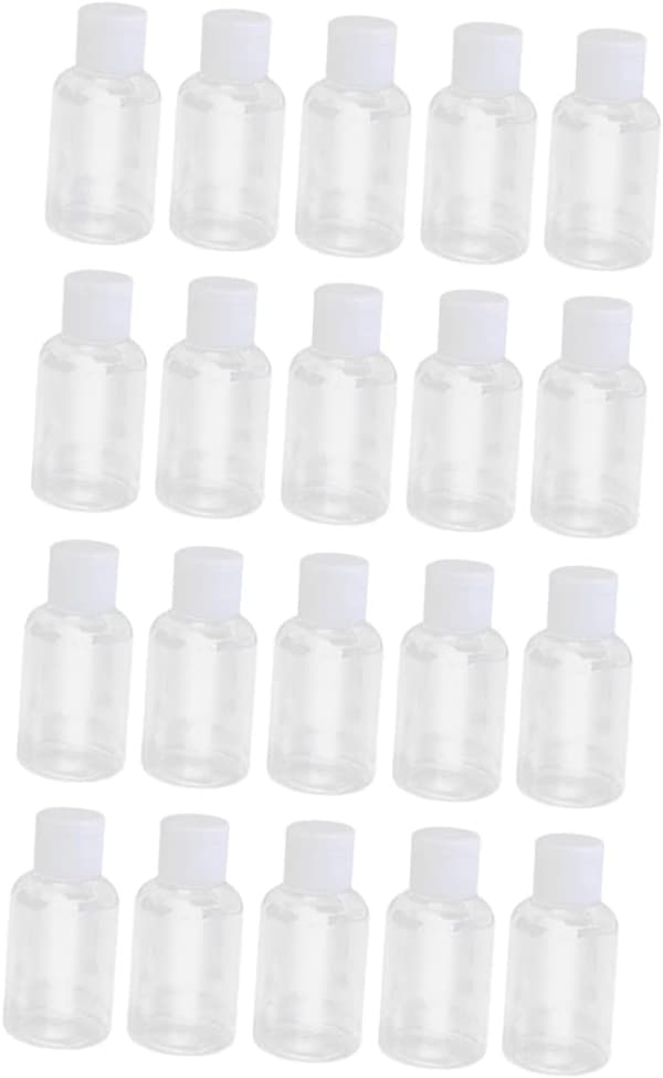 20 st påfyllningsbara klämflaskor i plast med snäpplock för tomma reseflaskor