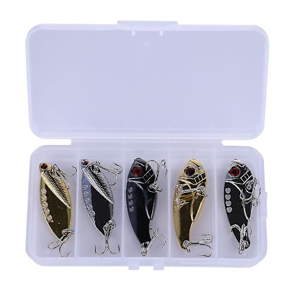 Metal Hard Fishing Lure Fishing Spinner Blade Bass-kalastukseen Musta, Kulta, Hopea 5kpl
