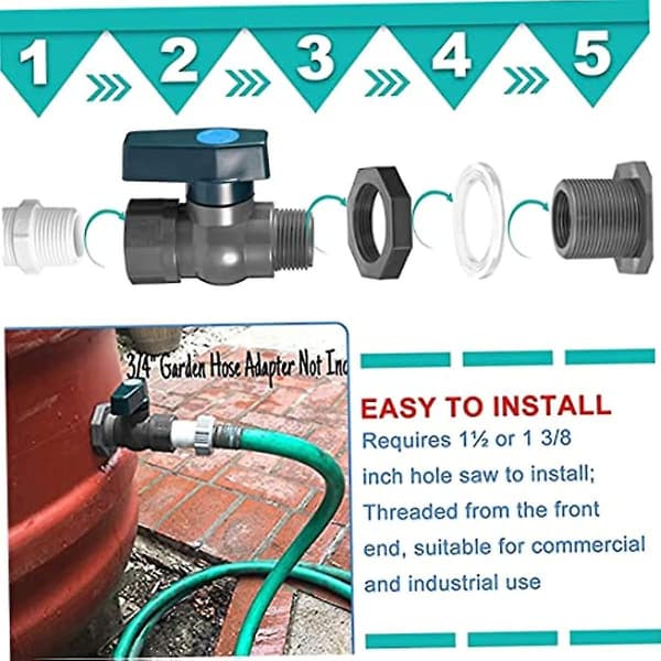 Regnvandstønde Hane Sæt 34 Tommer Havehane Slangeforbindelse Med Bulkhead Fitting Og Slange Adapter Til Vandtanke Pools Ventil Tilbehør Flydeventil
