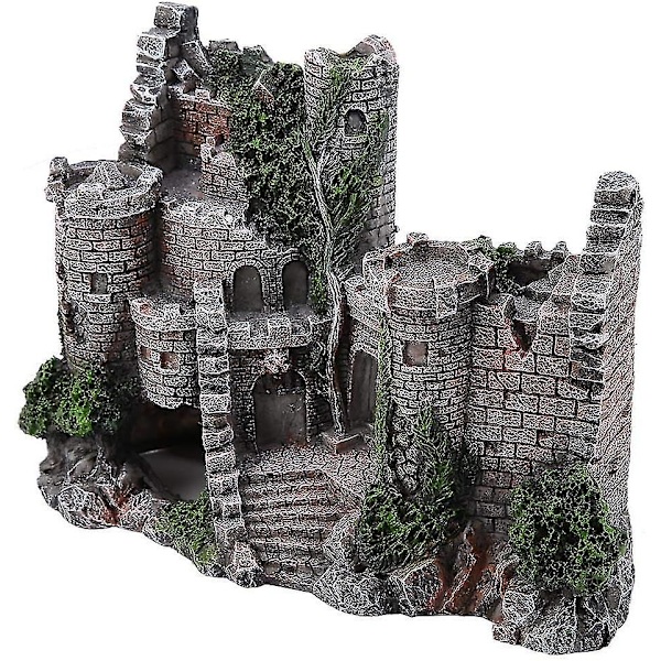 Hartslandskapsslott i Resin för Akvarium, Simulerad Fisktank, Resin Gömställe, Akvarium Dekoration