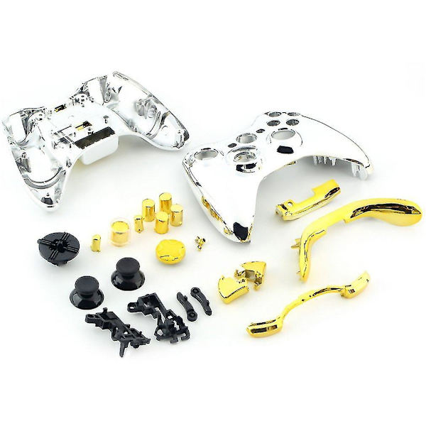 Chrome Silver Modifierad Skal Guld Knappar Xbox 360
