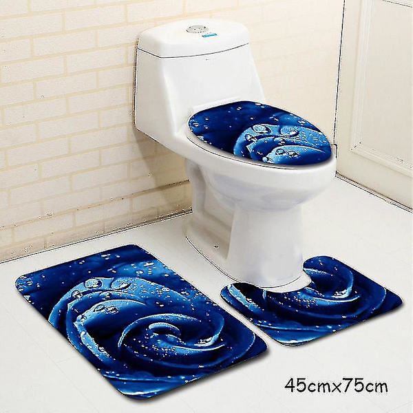 3-pack halkfri badrumsmatta, badrumsmatta, kontur, toalettlock, set, hem, badrum