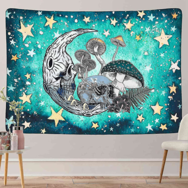 Tapestry Psychedelic Moon Stars Mushroom Skull Tapestries Wall