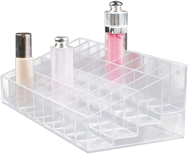 Kosmetisk makeup-organizer med 40 rum, læbestiftholder og lipgloss-stander