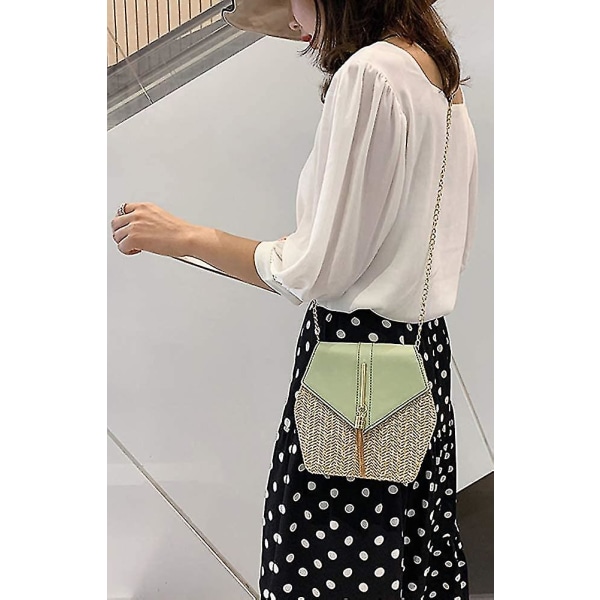 Halm Crossbody Bag Kvinner Veve Skulderveske Rund Sommer Strand Tote Veske Og Håndvesker