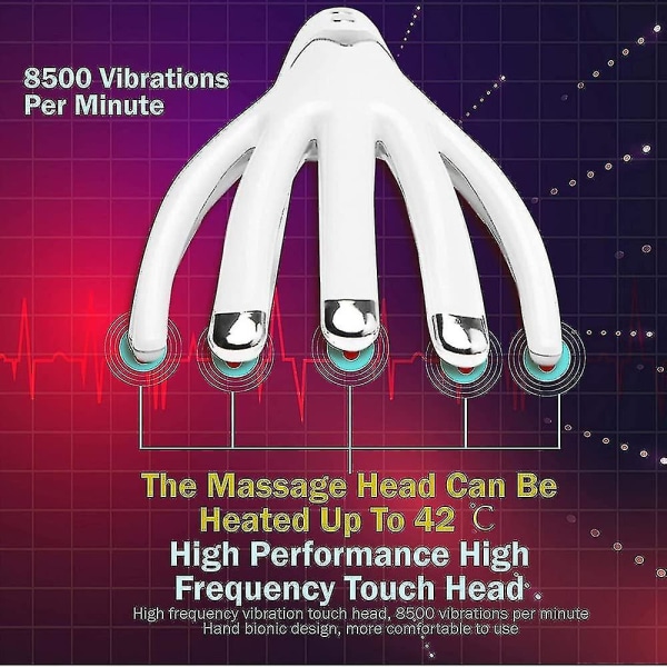 Elektrisk hodebunnsmassasjeapparat, oppladbart hodehårskrapemassasjeapparat for stressavlastning