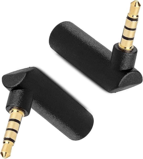 Hovedetelefonadapter 90 Grader Hovedetelefon Jack Adapter 3,5 mm Han (sort) (2 stk)