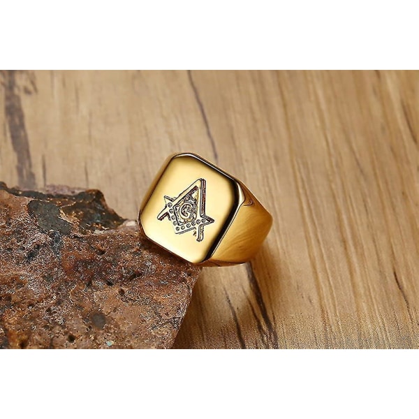 316l rustfrit stål frimurer til mænd Master Masonic Signet Mason smykker,  guld 9cd9 | Fyndiq