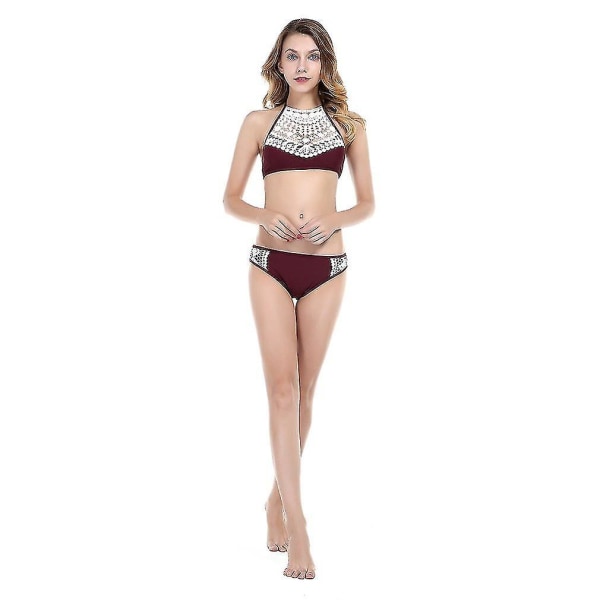 Högmidjad Vintage Fringe Bikini Badkläder Polka Dots