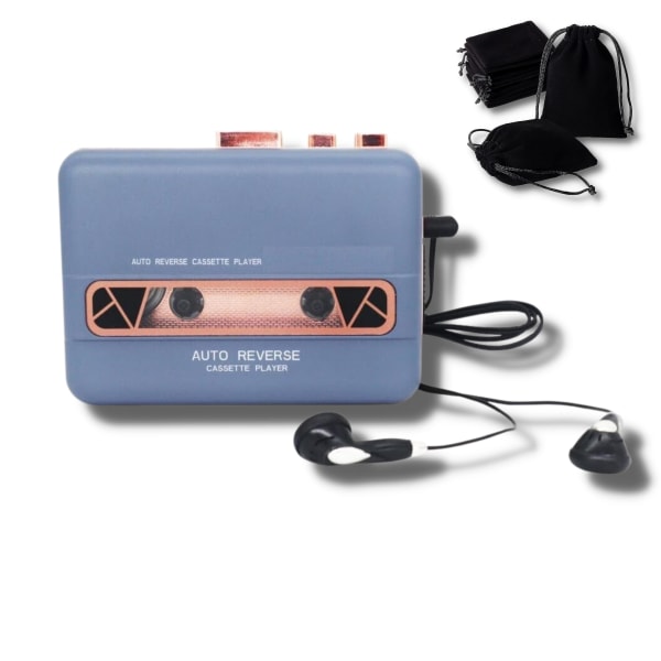 Kassettspiller - Classic Retro Walkman Tape Kassettopptaker - Automatisk avspilling - Inkludert bæreveske øretelefoner