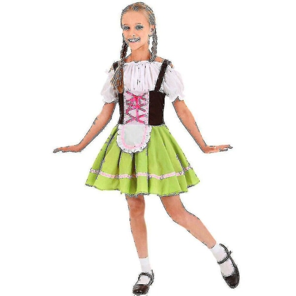 Kids Bavarian Lederhosen German Oktoberfest Shorts Beer Costume 125-135cm Girls