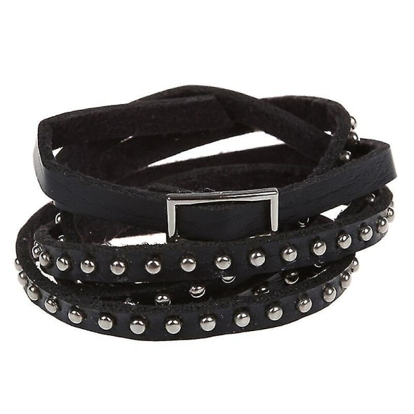Unisex Punk Rock Multi-lags Rivet Stud Armbånd Sort