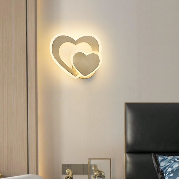 Led Væglampe Sengebord Nordic Gold Heart Design 110-120v