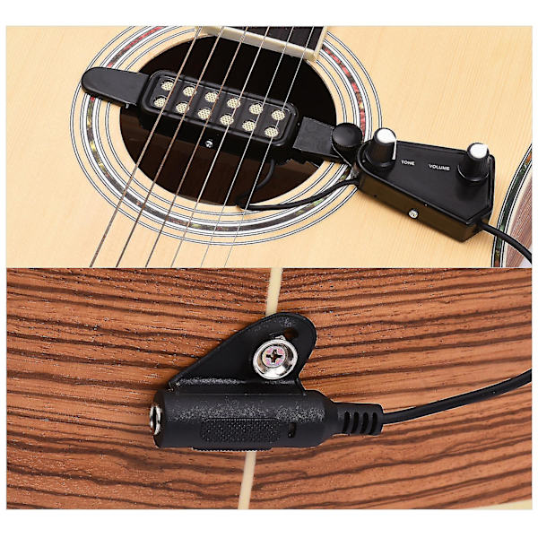 Akustisk Gitar Lydhull Pickup Magnetisk Passiv Pickup System Med Tone Volumkontroll 6.35mm