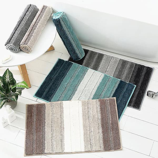 Chenille Baderom Teppe, Sklisikkert og Absorberende, Fløyelsmyk Gradient gray 45*65CM