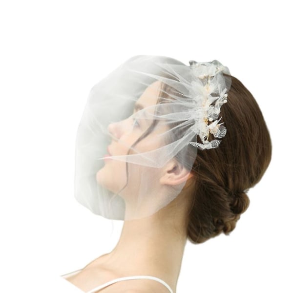 1 stk brudeslør mykt garn bryllup Håndlaget romantisk hodeplagg slør hårtilbehør