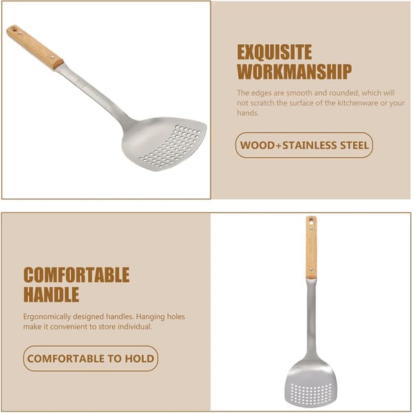 Wokspatel i rustfritt stål, stekespade, ergonomisk utformet