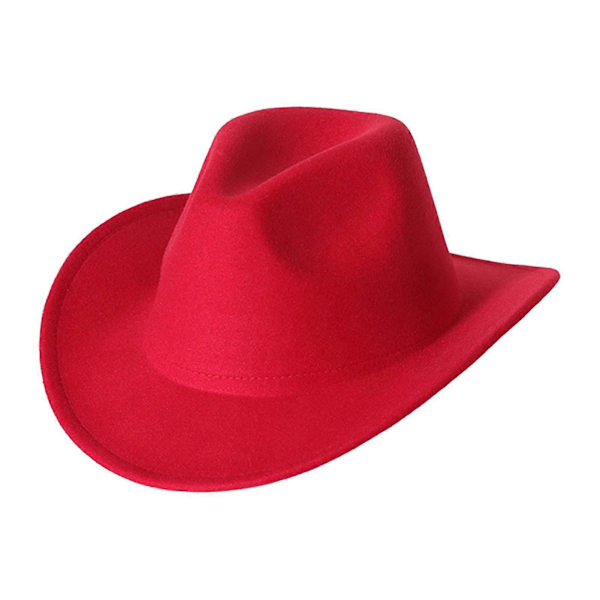 Cowboy-hattu Yksivärinen Villi Unisex Anti-pilling Mukava Kostyymijuhlat Tarvikkeet Huopa Rullattava Reuna Cowgirl-hattu Ulkoilmaan Red