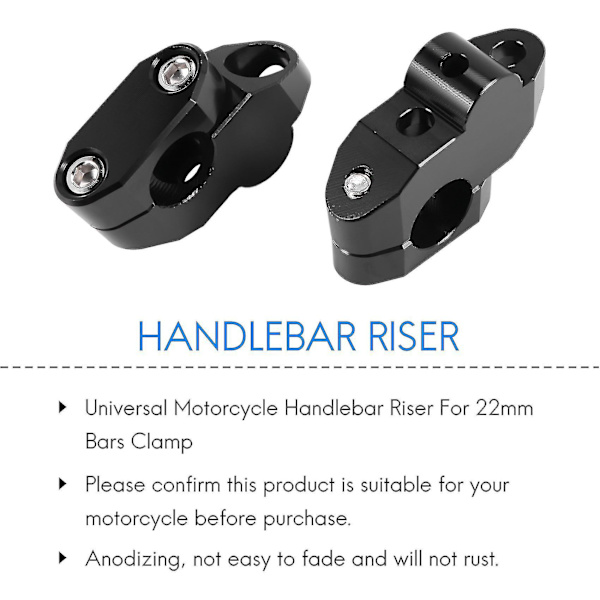 Universal Motorcykel Styrehøjder For 22mm Sort