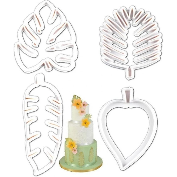 Leaf Cutters Cookie Cake Fudge Cake Dekorasjonsform Plast Fondant Cutter For Diy Kjeks Kake Bakverk Verktøy Fondant Tool (hvit4stk)