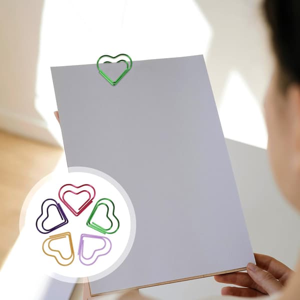100 stk. hjerteformede små binders Dekorative binders Kontortilbehør