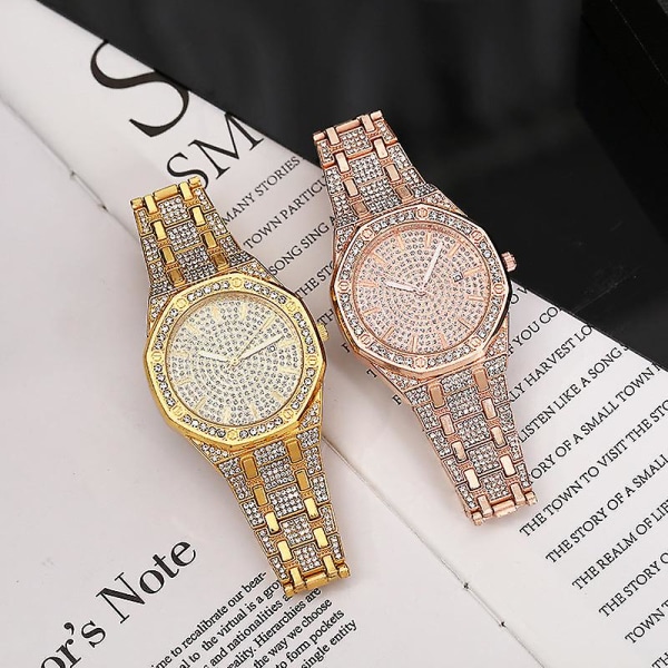 Watch Diamantlegering Modekalender Stålbälte Watch i kvarts Rose gold