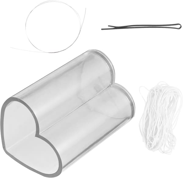 Hjerteformet DIY-stearinlysformsett med 1 akrylform, 5M bomullsveke og vekeholder