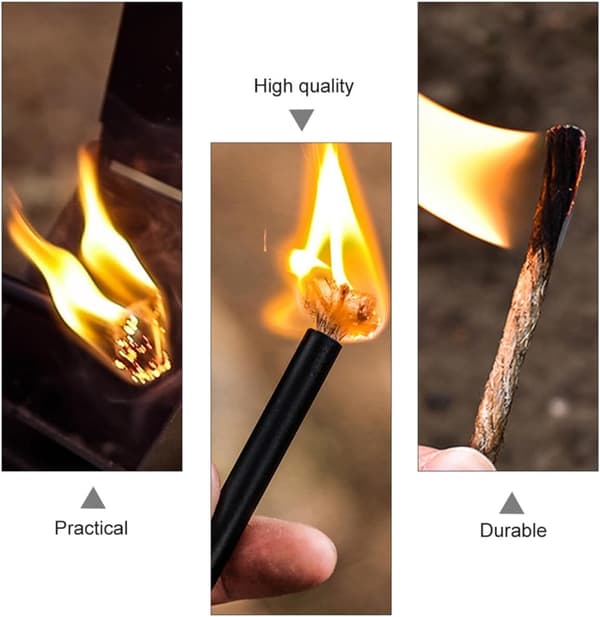 5 st vaxad eldstadsrep Jute Flame Fire Rope för camping och vandring utomhusöverlevnad