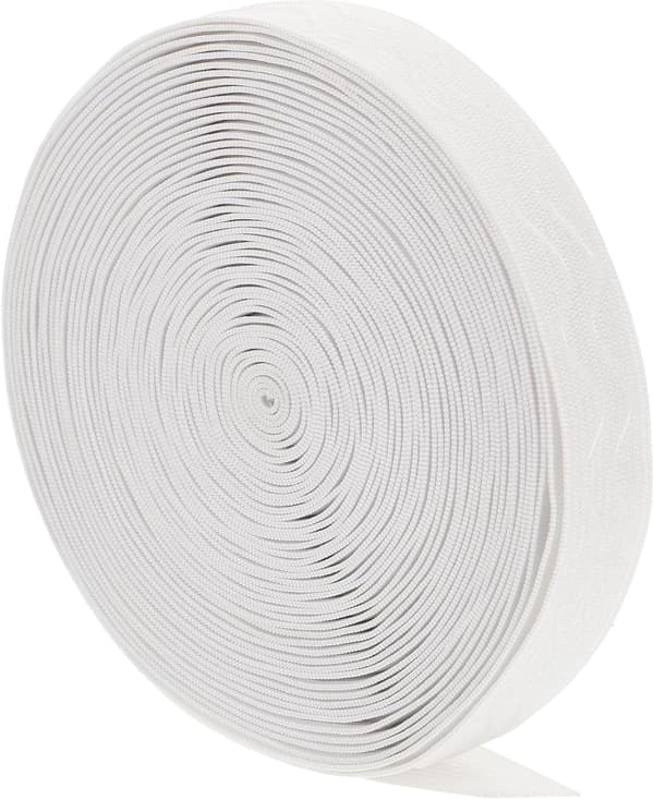 Strikket elastisk bånd 2 cm hvit stretchstropp med sklisikkert limbelegg, høyelastisk mansjettstropp