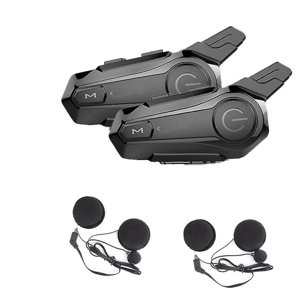 2 stk Bluetooth Intercom Motorcykel Fuldt Hjelm Bluetooth Headset til 2 Kørere Intercomunicador Trådløs