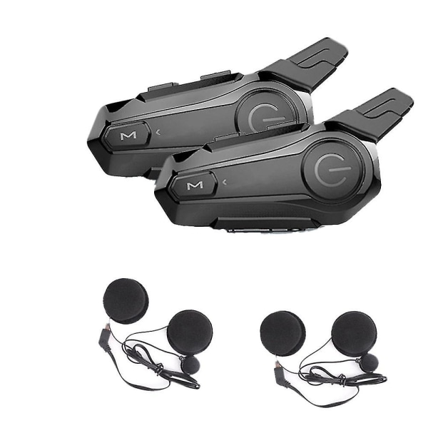 2 stk Bluetooth Intercom Motorsykkel Helhjelm Bluetooth Headset For 2 Rytter Intercomunicador Wirel