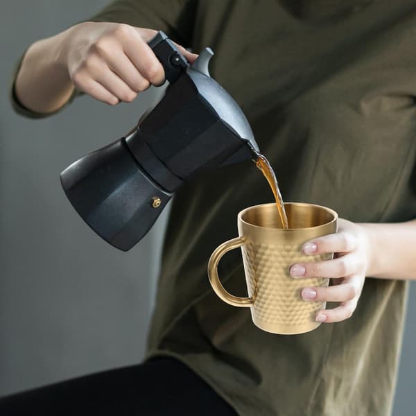 300 ml kaffemugg tekopp rostfritt stål kreativ modedesign platt bas droppmotstånd multifunktionskopp