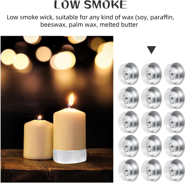 200 sett runde aluminium telysformer med 200 bomullsveker DIY aromaterapi