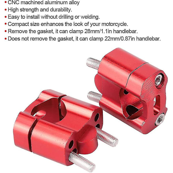 Styrhöjare, 22mm/28mm Motorcykel Styre Fat Bar Höjare Fästen Adapter