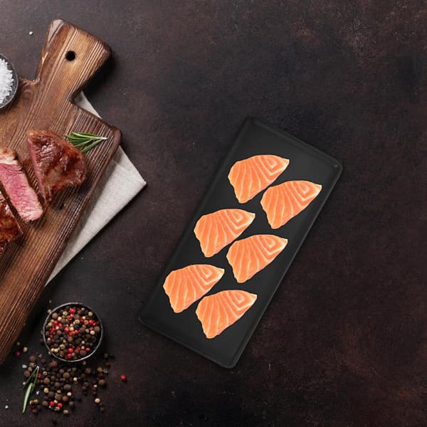 Rektangulær keramisk sushiserveringsfad med minimalistisk japansk design