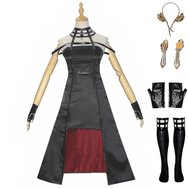 Spy X Family Anime Yor Forger Kostume Sæt Fancy Up Outfits Øreringe Hovedbeklædning Handsker Strømper Roleplay S