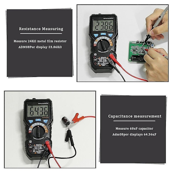 Bside ADM08P LCD Elektrisk Handhållen Testare Multimeter