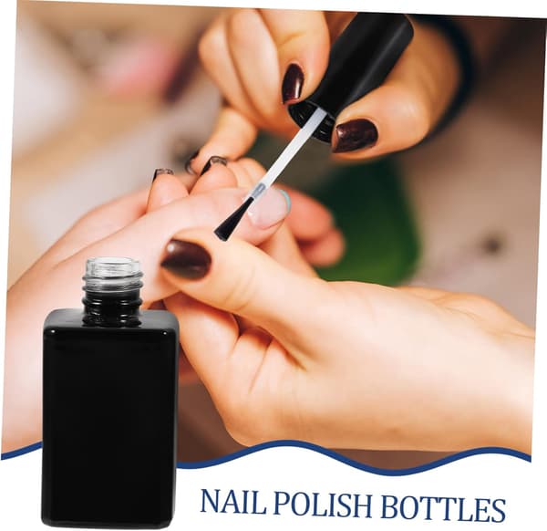 Glas nagellacksflaskor Borste 6st 15ml Svarta Fyrkantiga Påfyllningsbara Tomma Nagellacksflaskor Nagelkonst