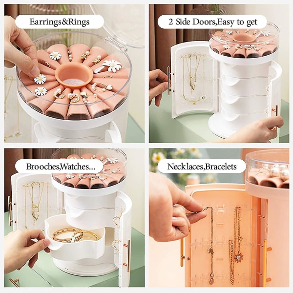 Korujen säilytyslaatikko, sormus, rannekoru läpinäkyvällä cover, 4 laatikkoa (paitsi koruja)