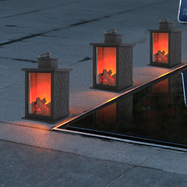 LED-Eldstad Lykta med Touch-brytare, Realistisk Flamma Eldstadlampa