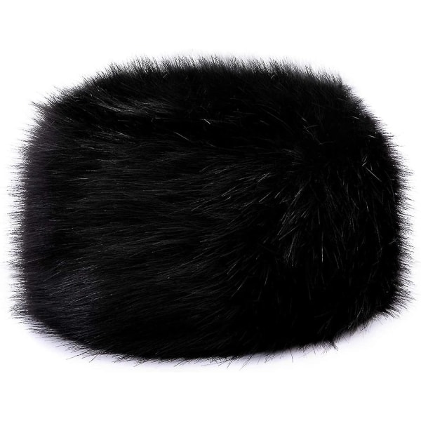 Dame Faux Fur Hat - Russisk Kosak Stil - Sort