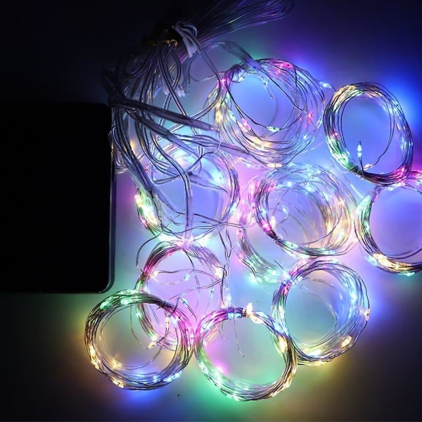 Solcelled LED-lysstreng for utendørs, feelysslynge 3x3m