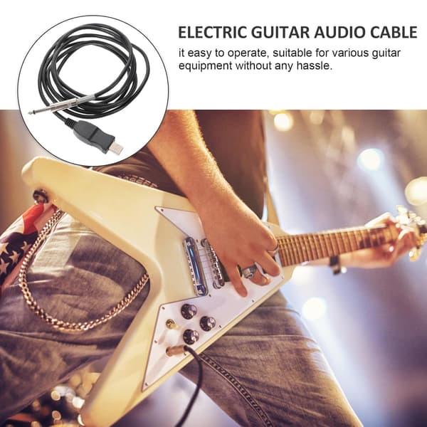 3-meters USB Gitarr Bas till USB Länkkabel Elgitarr Omvandlarkabel Koppar PVC Material