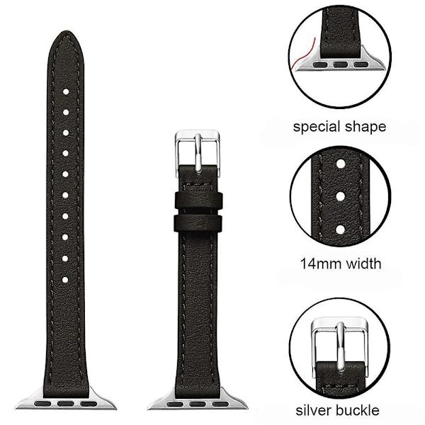 Armband i tunt läder för Apple Watch 6 Se 40mm 44mm, kompatibel med iWatch Series 6 5 4 3 38mm 42mm, för kvinnor och flickor